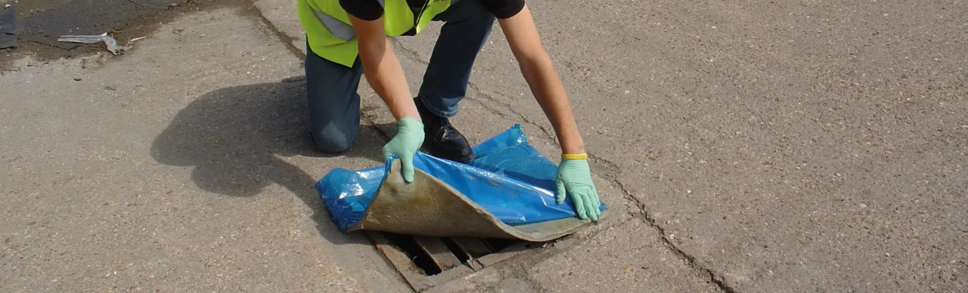 Drain protection being applied